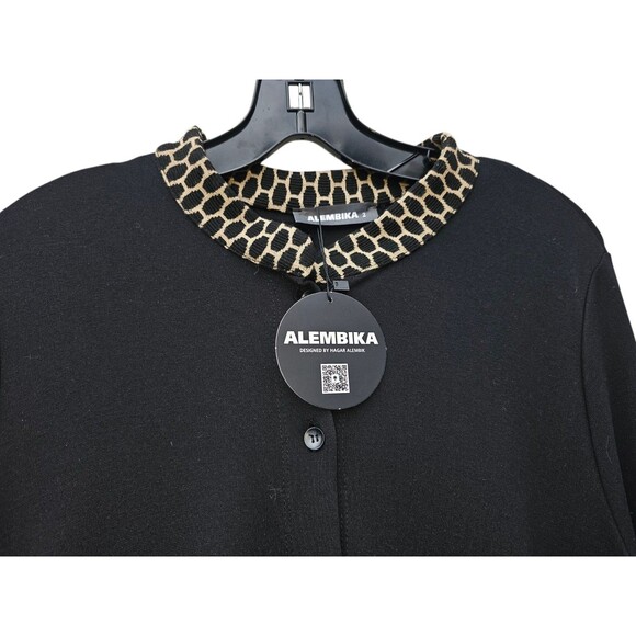 Alembika 2 Tunic Top Hi-Lo Lagenlook Asymmetrical Button Black Mandarin Collar - Picture 8 of 16